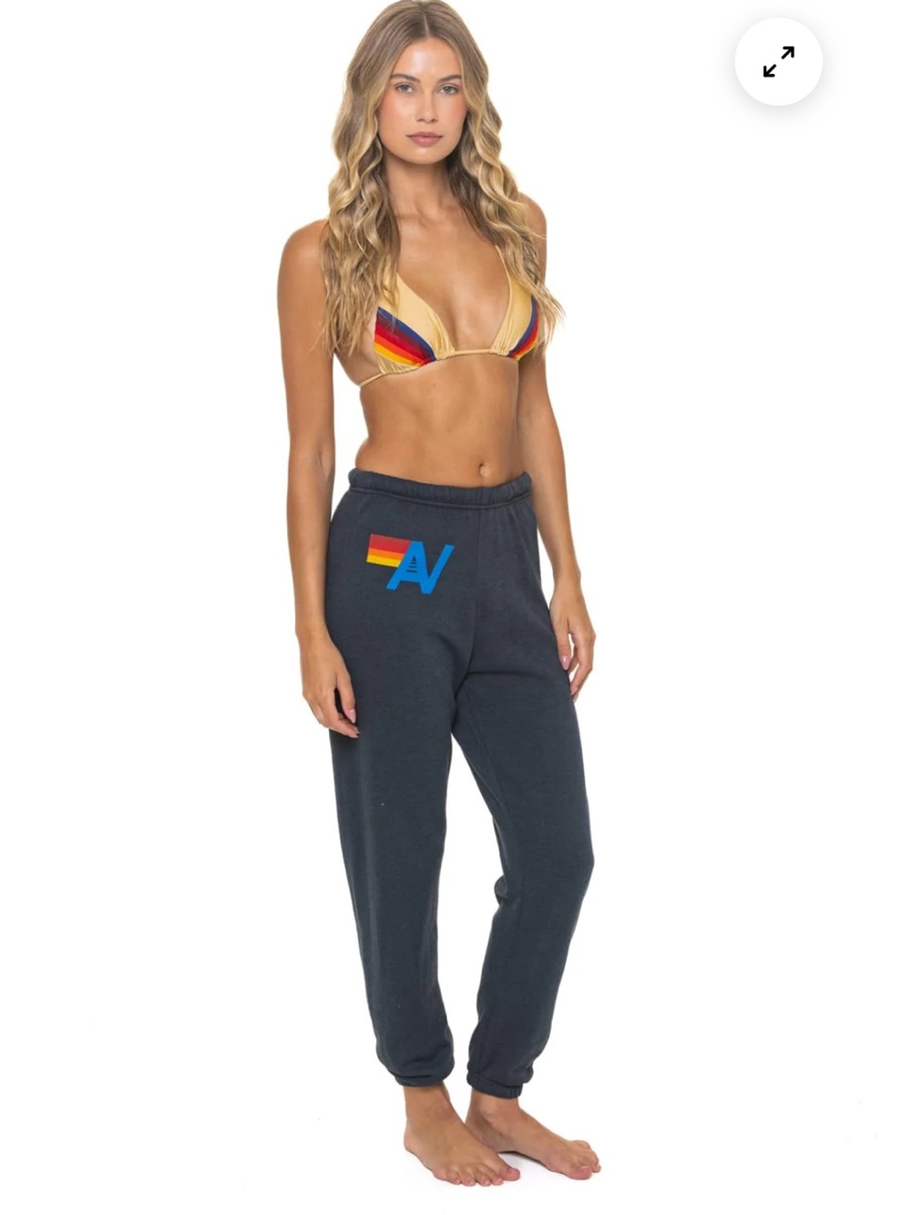 Aviator Nation Charcoal Sweatpants with Yellow Logo Stripe